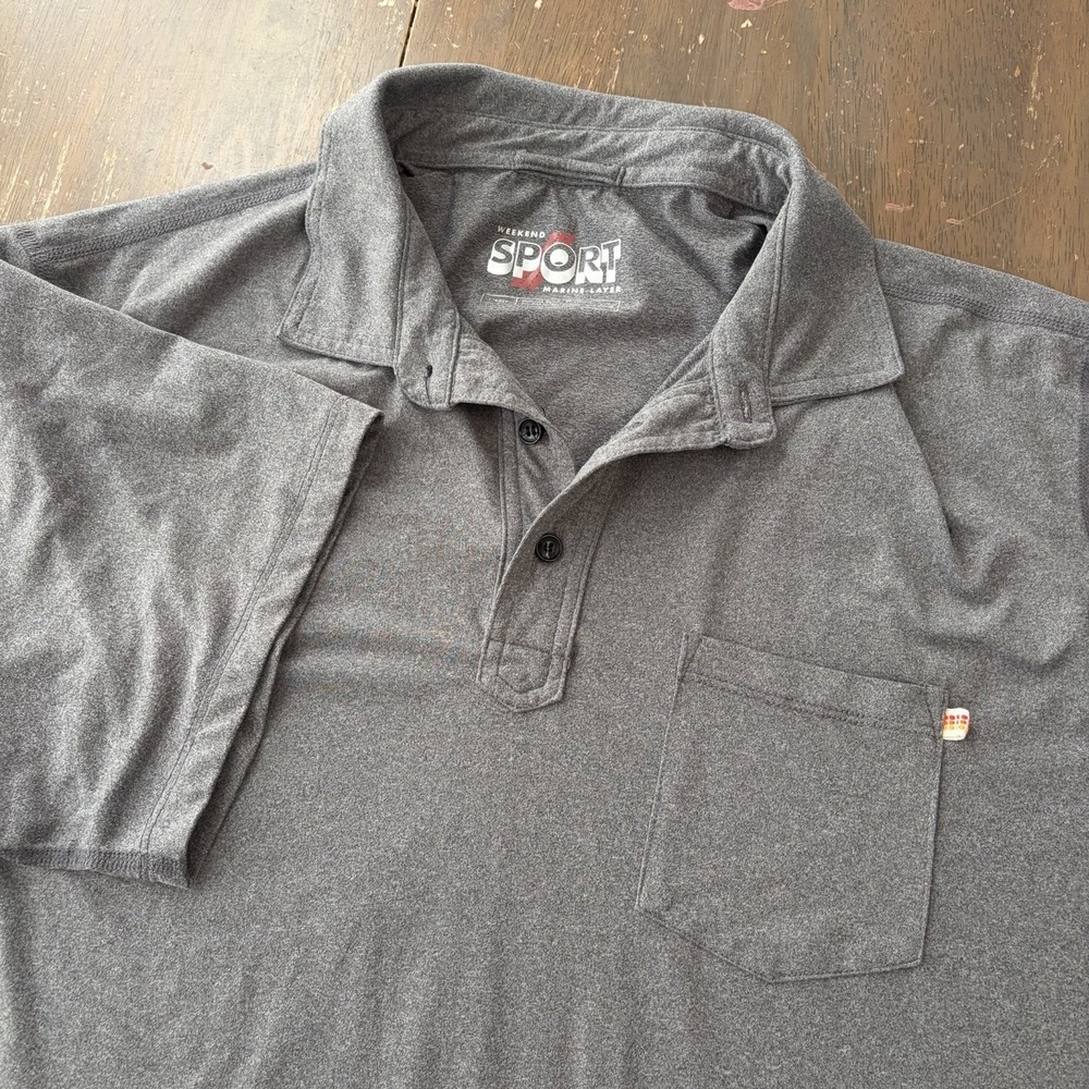 Marine Layer Polo Shirt Mens Large Gray Weekend Sport Golf Stretch Performance